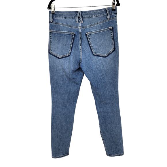 Good American Good Legs High Waist Ripped Crop Skinny Jeans In Blue Size 10/30 - Picture 5 of 6